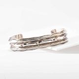 Stamped Silver and Twisted Wire Cuff