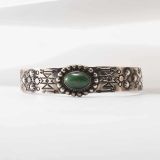 Fred Harvey Era Stamped Silver and Turquoise Cuff