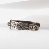 Fred Harvey Era Stamped Silver and Turquoise Cuff