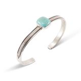 Bruce Morgan Turquoise and Stamped Sterling Silver Cuff