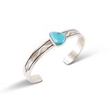 Bruce Morgan Turquoise and Stamped Sterling Silver Cuff