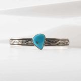 Bruce Morgan Turquoise and Stamped Sterling Silver Cuff