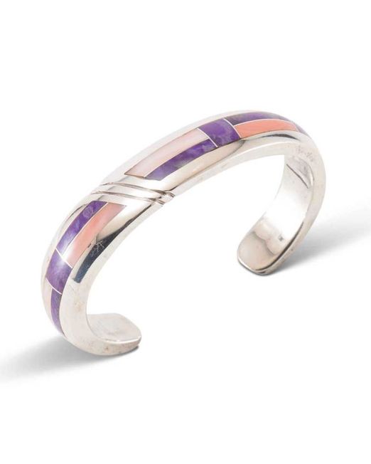 Aaron Toadlena Sugilite and Coral Inlay Cuff