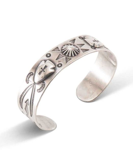 Fred Harvey Era Stamped Coin Silver Cuff