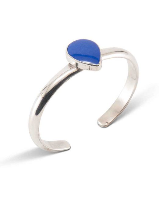 Joe H Quintana Lapis and Sterling Silver Cuff