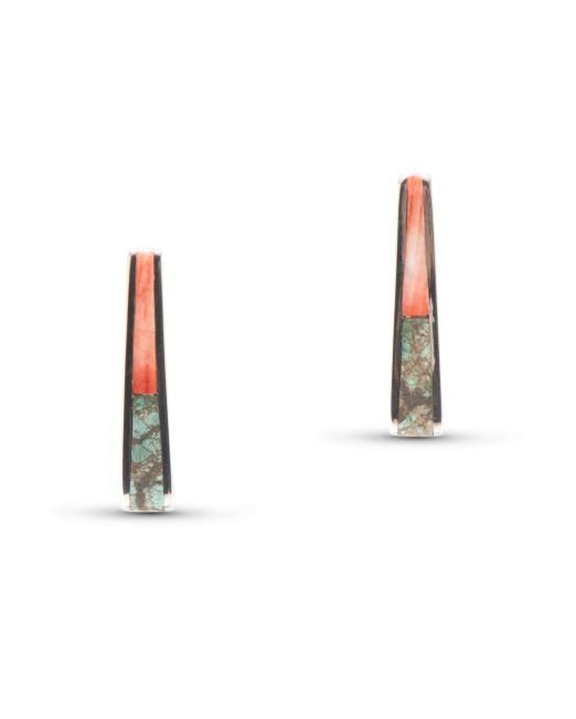 Jimmy Poyer Long Spiny Oyster Shell and Turquoise Inlay Studs