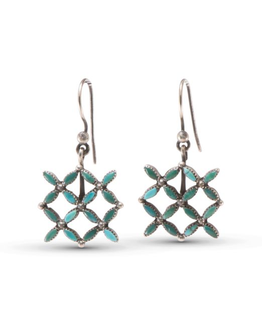 Vintage Zuni Turquoise Needlepoint Earrings