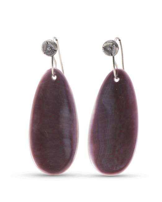 Piki Wadsworth Purple Wampum Shell Earrings