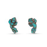 Vintage Zuni Inlay Turquoise Rainbow Man Screw Back Earrings