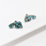 Vintage Zuni Inlay Turquoise Rainbow Man Screw Back Earrings