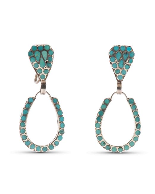 Frank Dishta Turquoise Inlay Screw Back Earrings