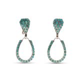 Frank Dishta Turquoise Inlay Screw Back Earrings
