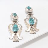 Lewis Lomay Sterling Silver and Natural Turquoise Clip On Earrings