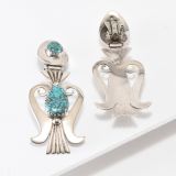 Lewis Lomay Sterling Silver and Natural Turquoise Clip On Earrings