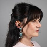 Lewis Lomay Sterling Silver and Natural Turquoise Clip On Earrings