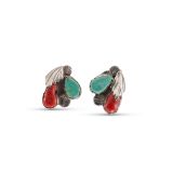 Dan Simplicio Turquoise and Coral Clip On Earrings