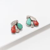 Dan Simplicio Turquoise and Coral Clip On Earrings