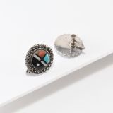 Vintage Zuni Inlay Sunface Screw Back Earrings