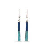 Jimmy Poyer Lapis and Turquoise Inlay Earrings