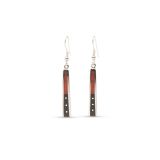 Jimmy Poyer Jet and Apple Coral Inlay Earrings