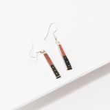 Jimmy Poyer Jet and Apple Coral Inlay Earrings