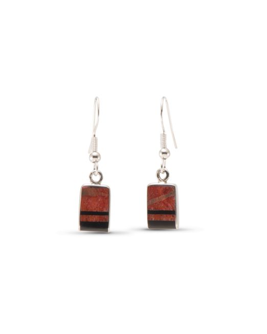 Jimmy Poyer Apple Coral and Jet Inlay Earrings