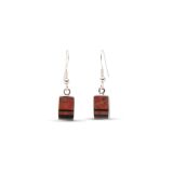 Jimmy Poyer Apple Coral and Jet Inlay Earrings