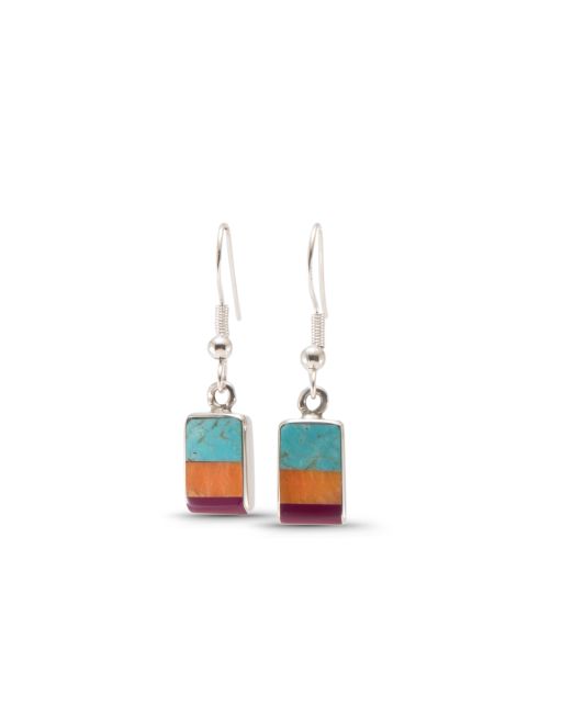 Jimmy Poyer Multi Stone Inlay Earrings