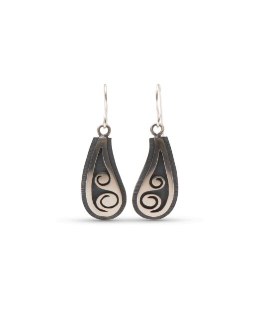 Darren Seweyestewa Sterling Silver Overlay Earrings
