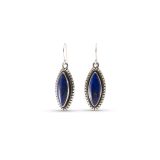 Kathy Secatero Lapis and Stamped Silver Earrings