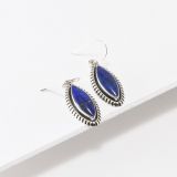 Kathy Secatero Lapis and Stamped Silver Earrings