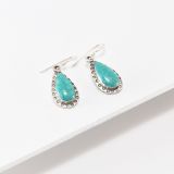 Terry Wood Turquoise and Stamped Silver Earrings