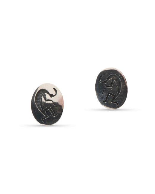 Stephen Hyson Naseyoma Silver Overlay Kokopelli Studs