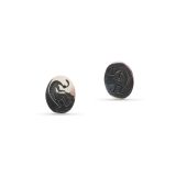 Stephen Hyson Naseyoma Silver Overlay Kokopelli Studs