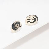 Stephen Hyson Naseyoma Silver Overlay Kokopelli Studs