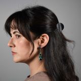 Vintage Zuni Turquoise and Jet Inlay Earrings