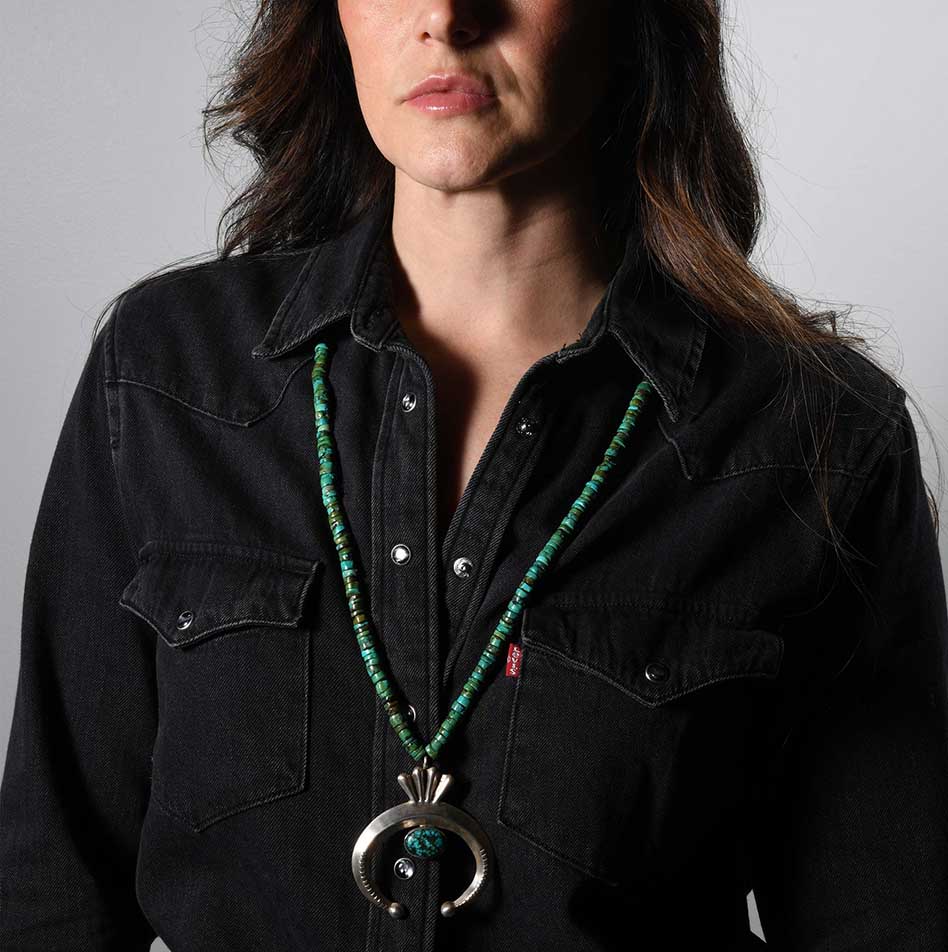 Mike Bird-Romero Beaded Persian Turquoise Necklace with Naja Pendant