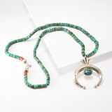 Mike Bird-Romero Beaded Persian Turquoise Necklace with Naja Pendant