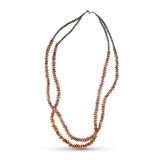 Two Strand Beaded Turquoise and Spiny Oyster Shell Necklace