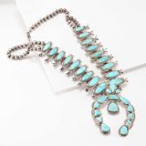 Vintage Navajo Turquoise Squash Blossom Necklace Circa 1950s