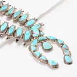 Vintage Navajo Turquoise Squash Blossom Necklace Circa 1950s