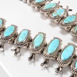 Vintage Navajo Turquoise Squash Blossom Necklace Circa 1950s