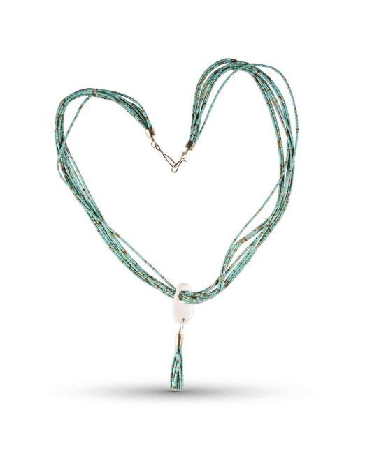 Percy Reano Seven Strand Fine Turquoise Heishi Necklace