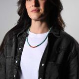 Dan Lovato Beaded Turquoise Necklace with Unusual 14Kt Gold Plunger Clasp