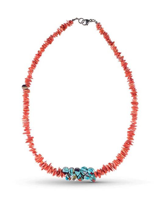 Charlene Reano Mosaic Inlay Spiny Oyster Shell Necklace