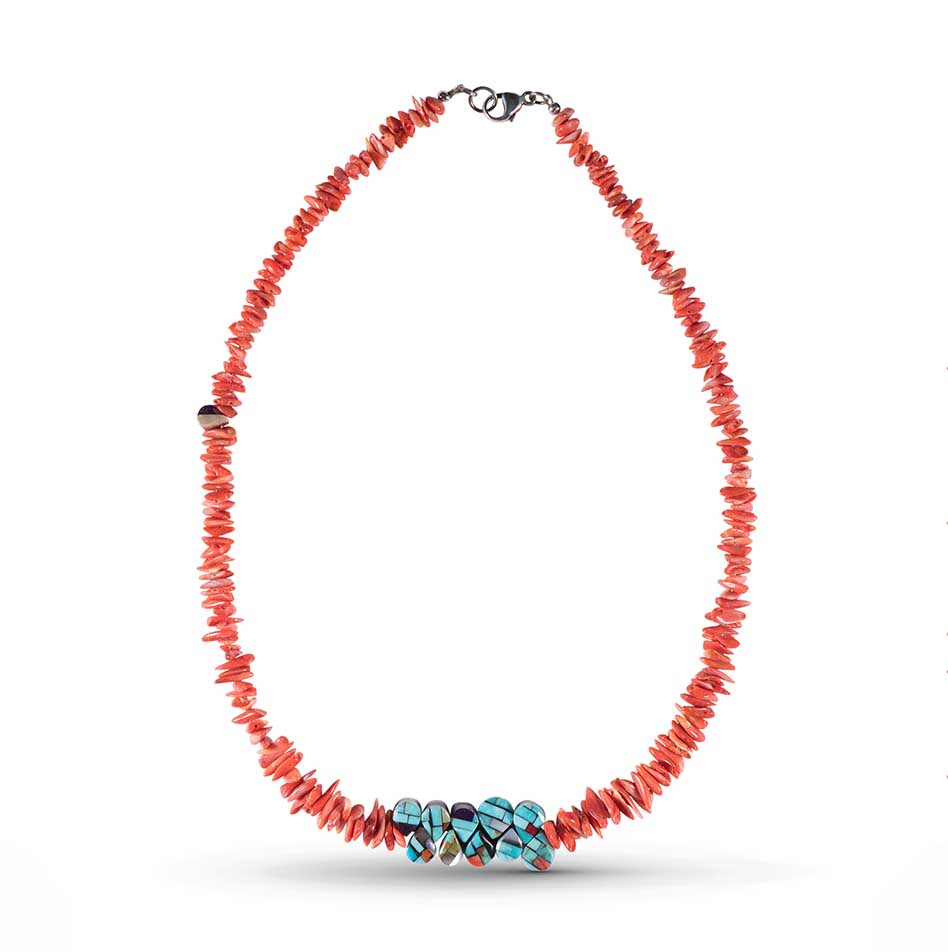 Charlene Reano Mosaic Inlay Spiny Oyster Shell Necklace