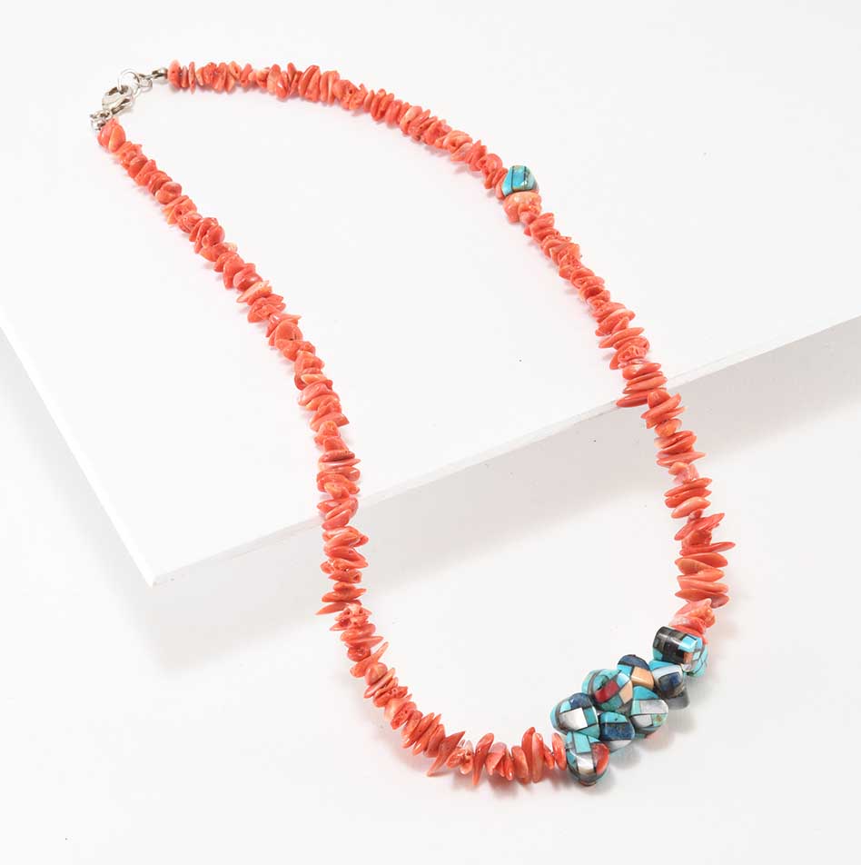 Charlene Reano Mosaic Inlay Spiny Oyster Shell Necklace