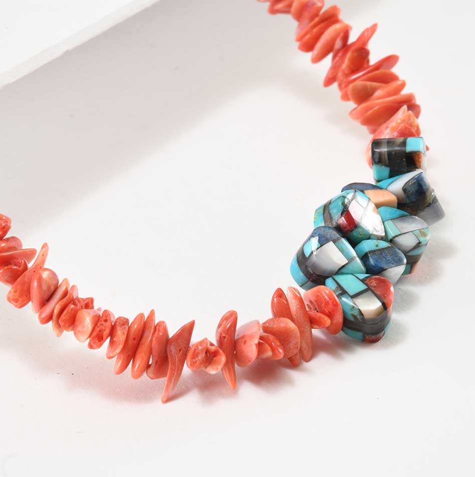 Charlene Reano Mosaic Inlay Spiny Oyster Shell Necklace