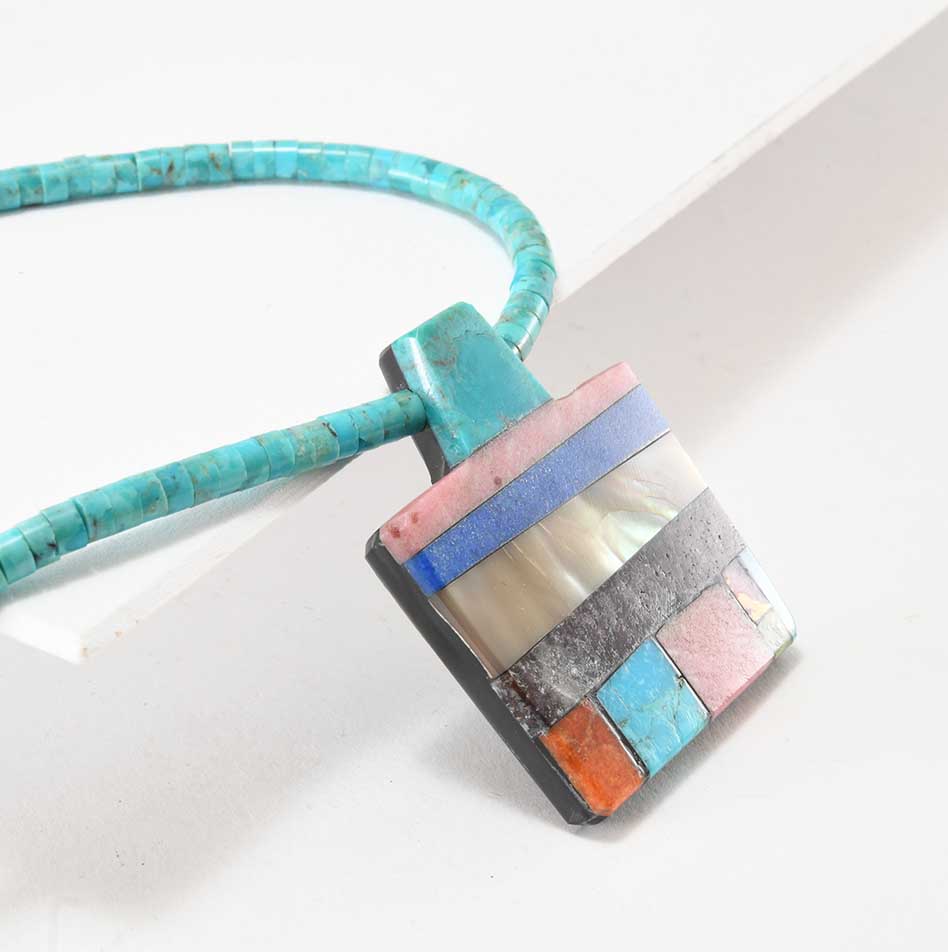 Mary Louise Tafoya Abstract Mosaic Necklace