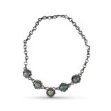 Turquoise and Stamped Sterling Silver Necklace